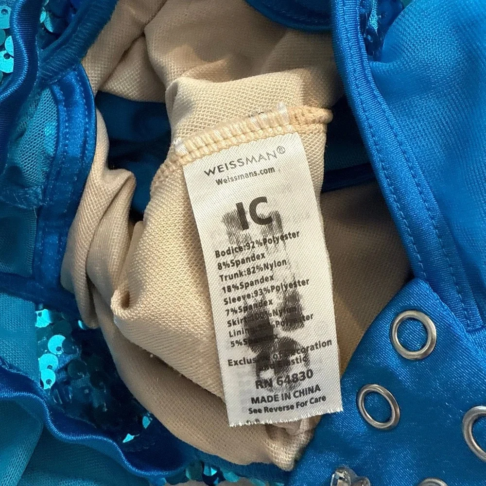 Weismann girls‎ blue tutu sequin leotard child size IC 7/8
